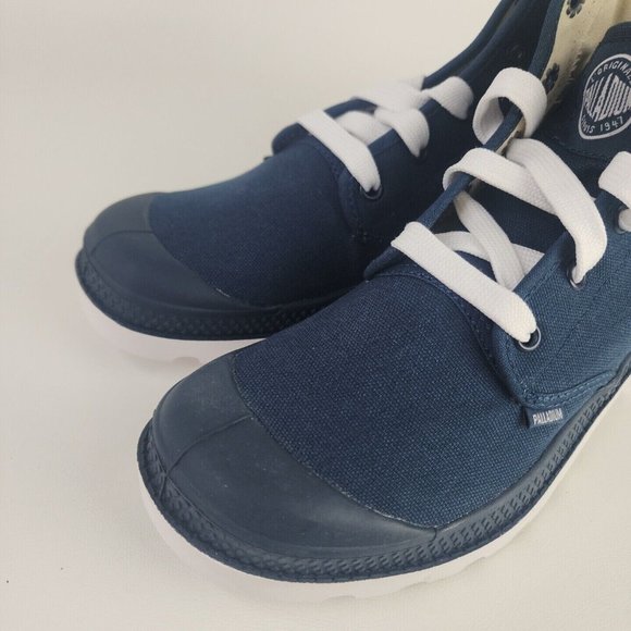 PALLADIUM Men's Blanc Hi Hiking Outdoors Canva Boots Blue White - Picture 9 of 12